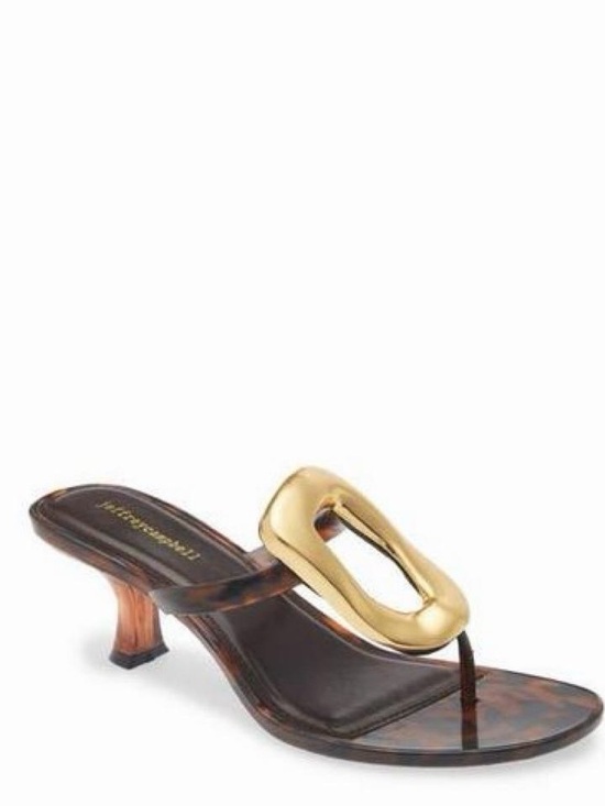 Jeffrey Campbell Shoes - Jeffery Campbell Linq Slide Sandal Brown Shiny Gold W7